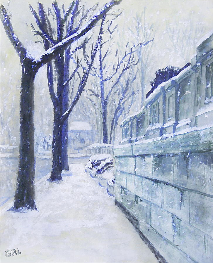 Winter Landscape Washington Dc Original Painting Sketch Painting by G Linsenmayer