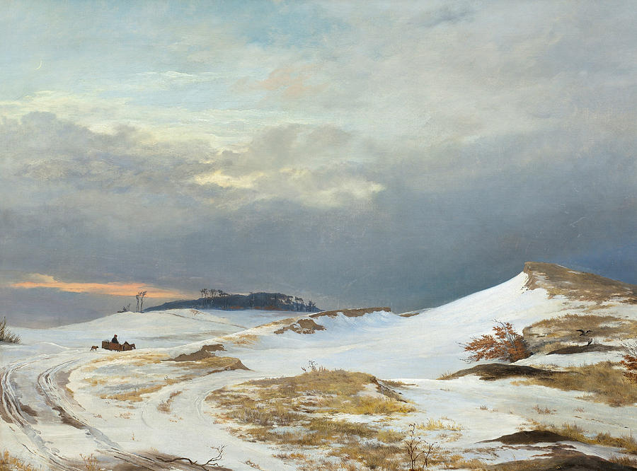 Winter landscape with Northern Zealand character Painting by Johan Thomas Lundbye
