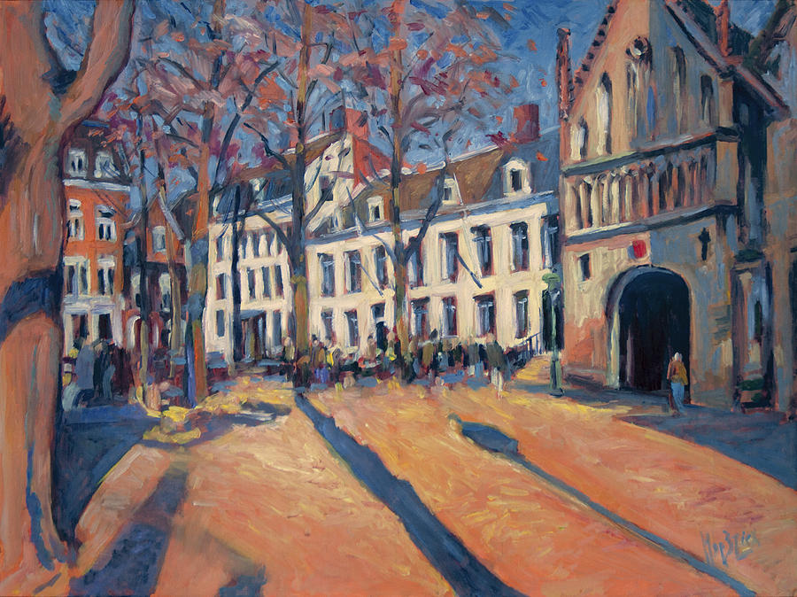 Winter light at the Our Lady Square in Maastricht Painting by Nop Briex