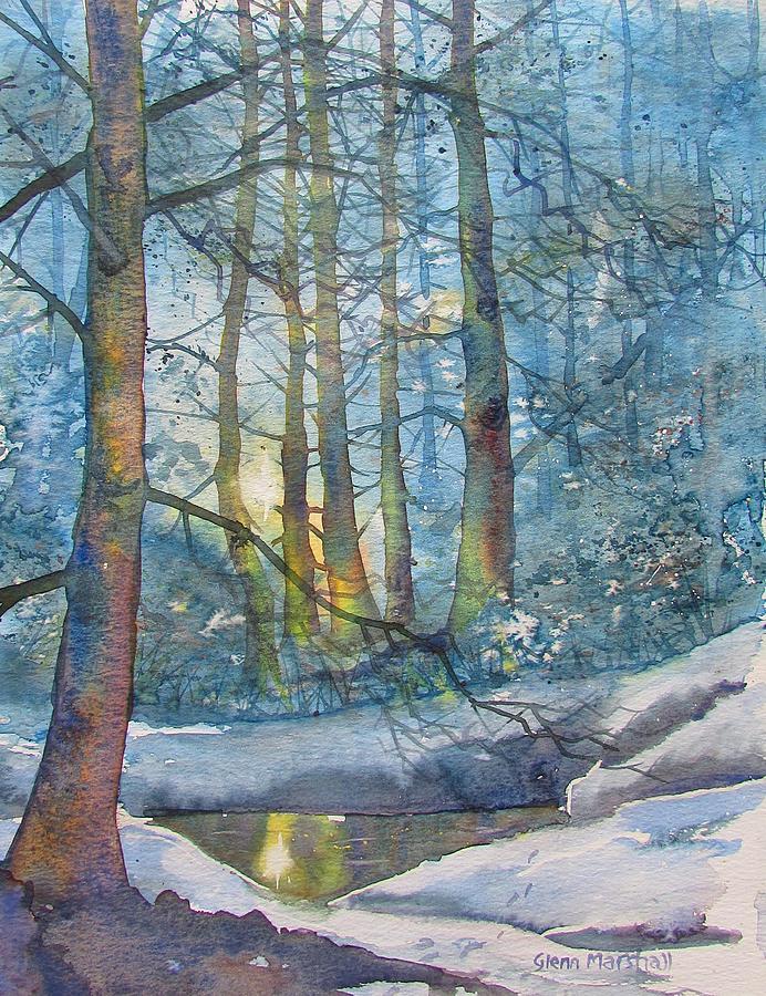 Tree Painting - Winter Light in the Forest by Glenn Marshall