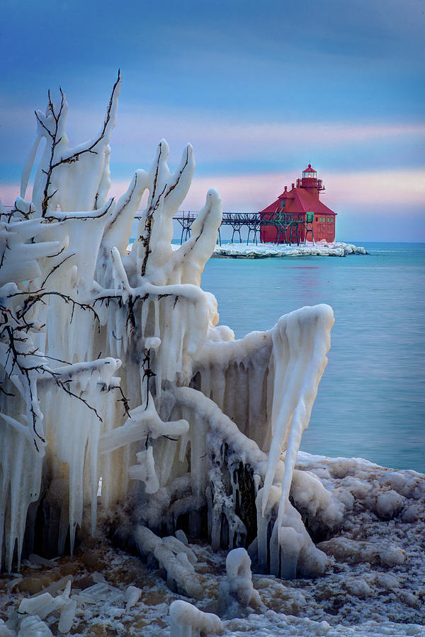 Winter Lighthouse Photograph by David Heilman