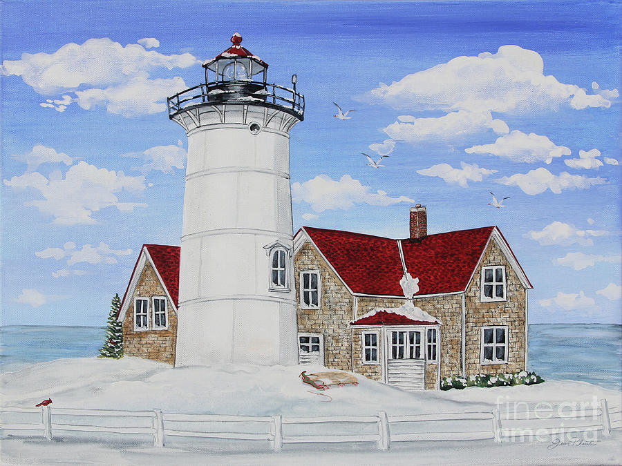 Winter Lighthouse-JP3903 Painting by Jean Plout
