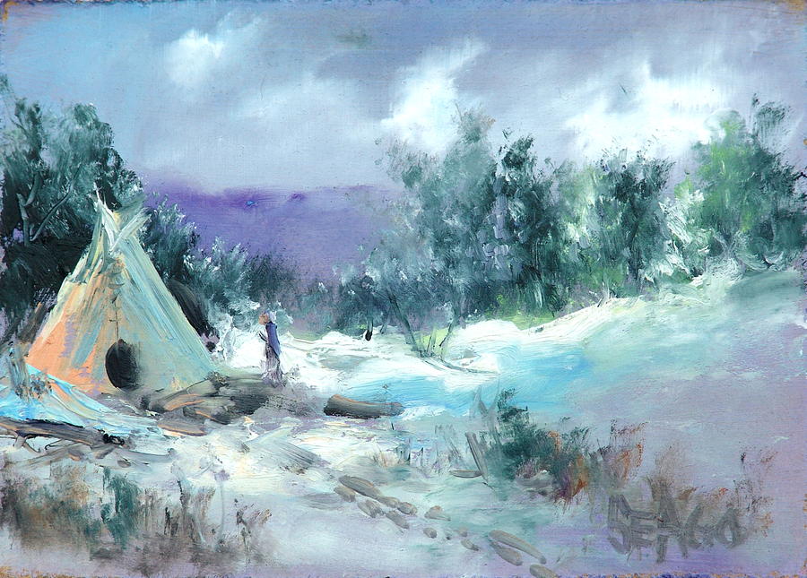 Winter Lodge Painting by Sally Seago