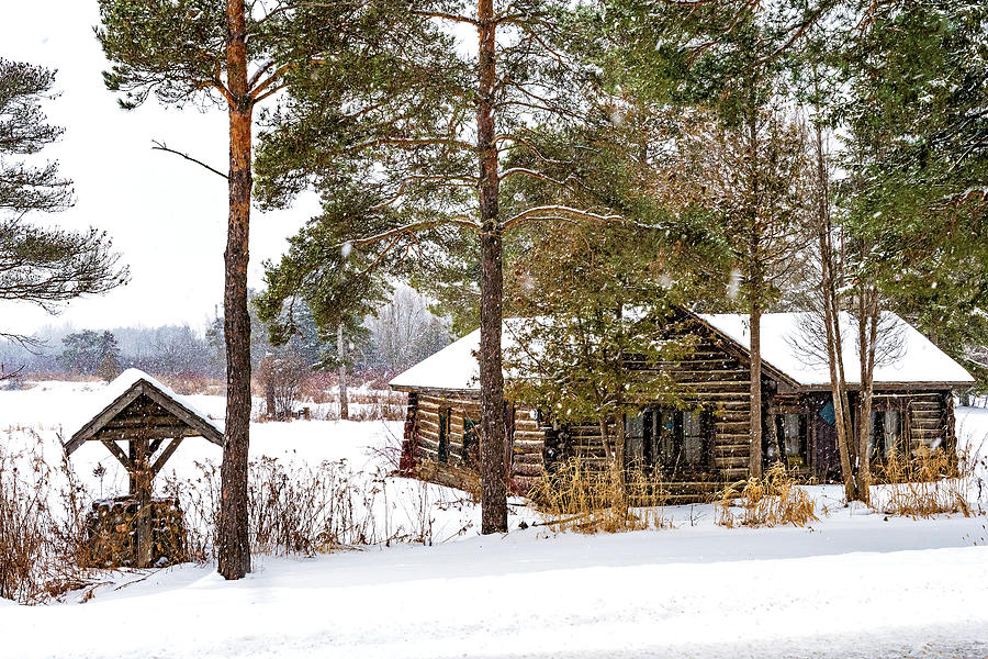 Winter Log Cabin Photograph by Steve Harrington