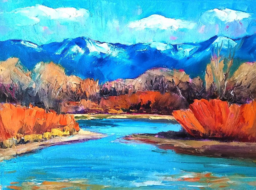 Winter on the Rio Grande Painting by Marian Berg