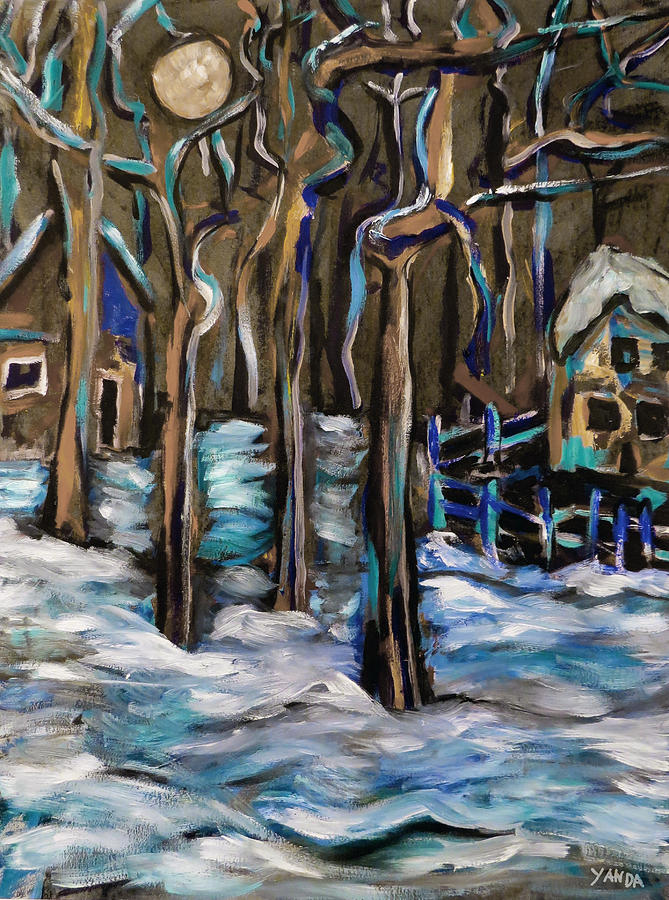 Winter Moon Painting by Katt Yanda