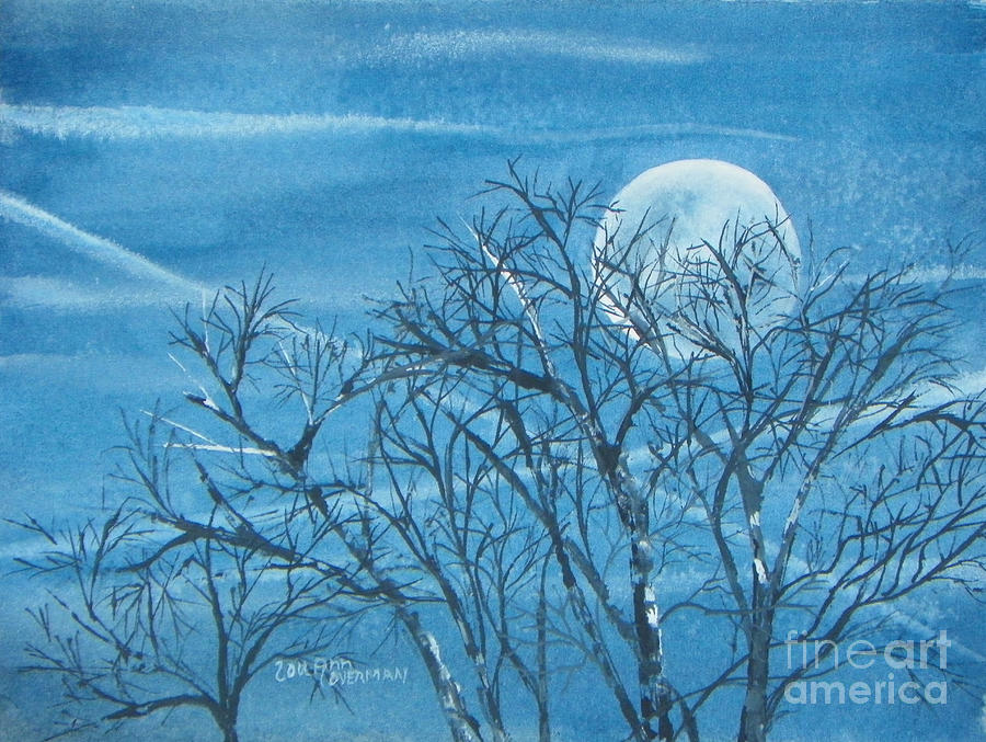 Winter Moon Painting by Lou Ann Overman - Fine Art America