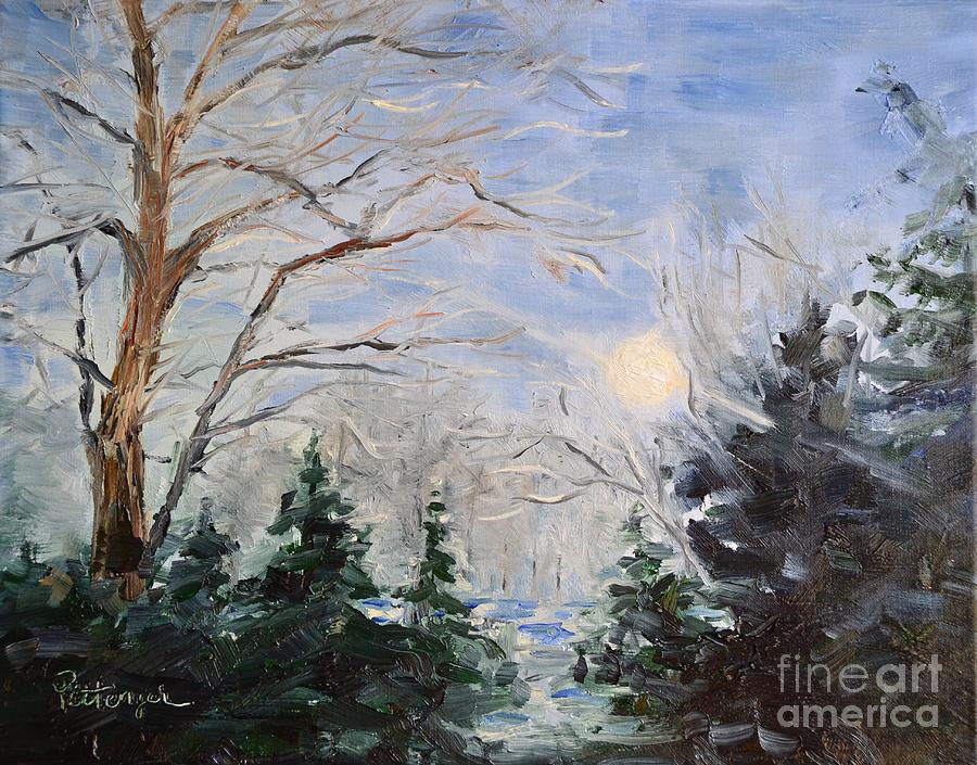 Winter Painting - Winter Moon Rising by Lori Pittenger
