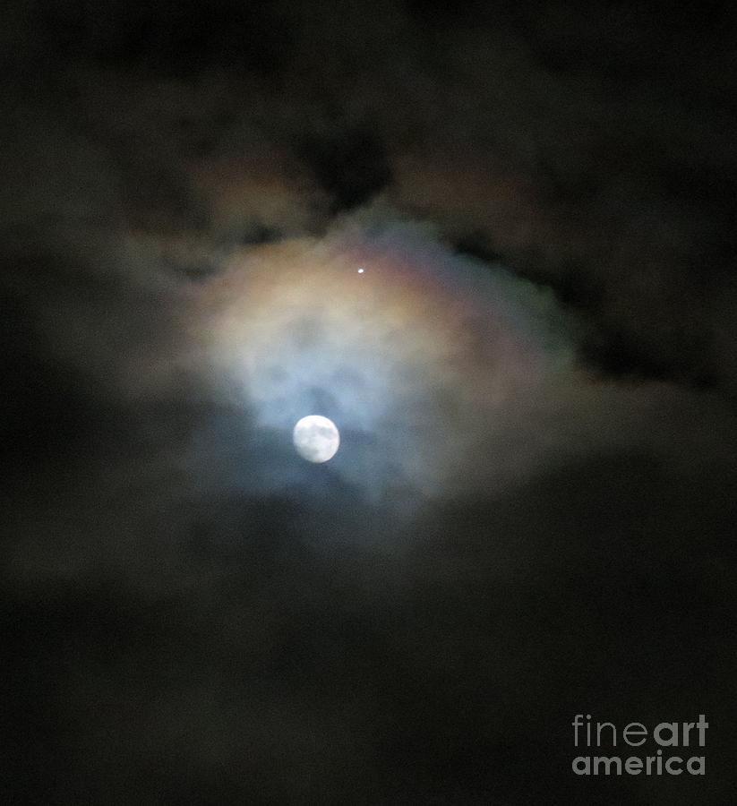 Mystical Moon Photograph - Winter Moon with Venus by Helen Campbell
