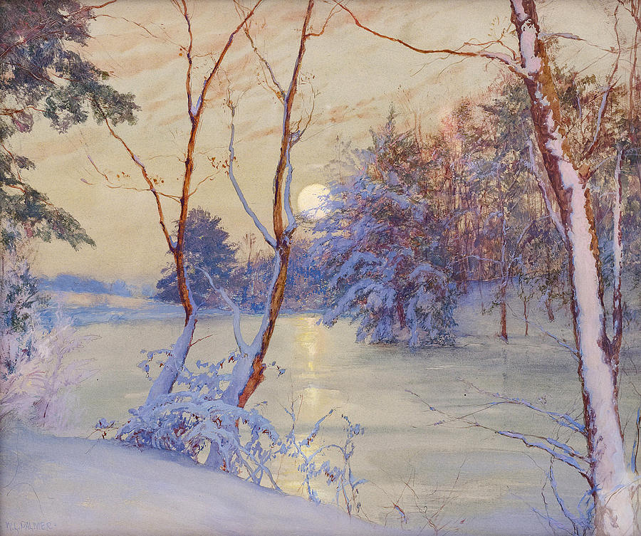 Walter Launt Palmer Painting - Winter Moonrise by Walter Launt Palmer