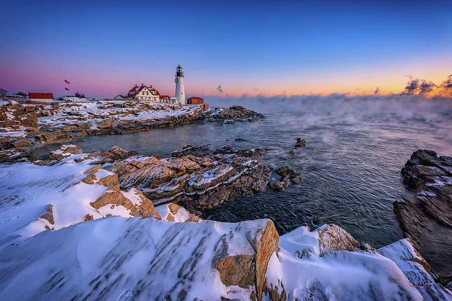 Winter Photograph - Winter Morning at Portland Head Lighthouse by Rick Berk