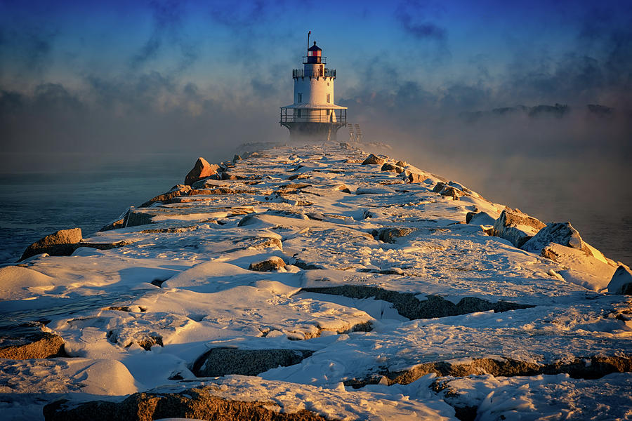 Winter Photograph - Winter Morning at Spring Point Ledge Lighthouse by Rick Berk