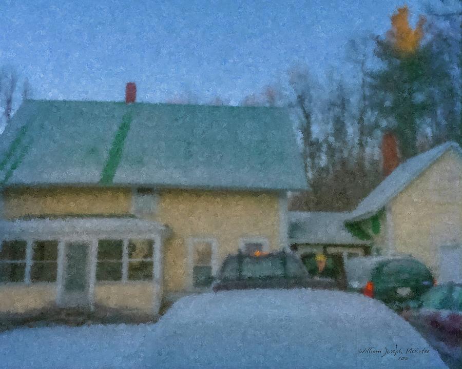 Winter Morning at Vermont Farmhouse Painting by Bill McEntee