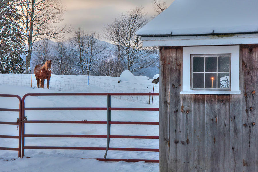 Winter Morning - Barn in Snow Photograph by Joann Vitali