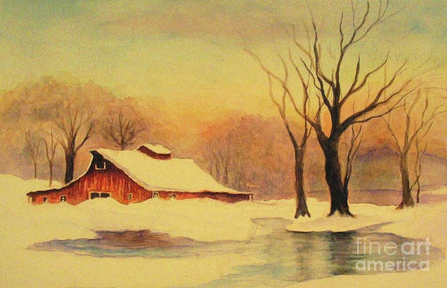 Winter Morning Sunrise Painting by Hazel Holland