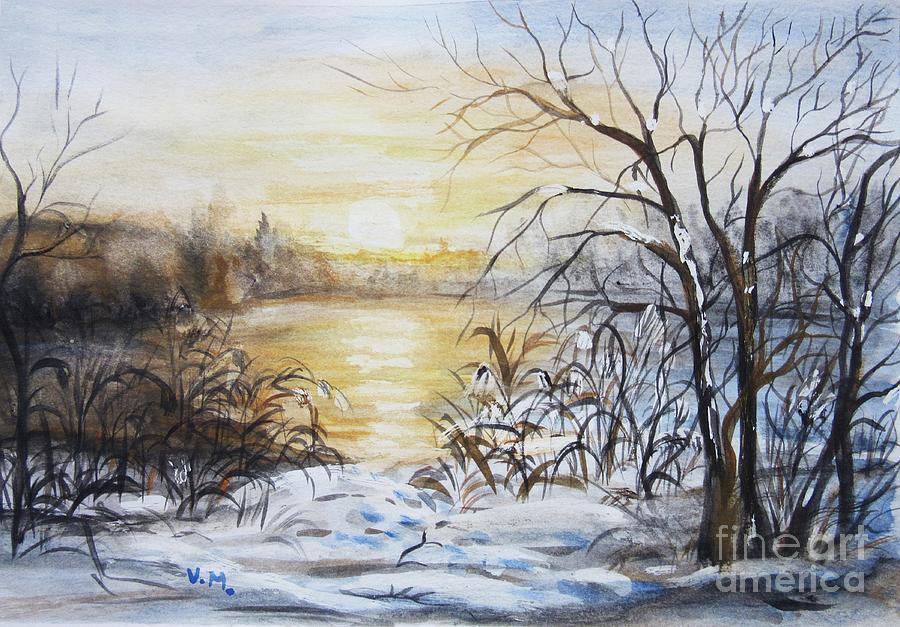 Winter Morning Painting by Vesna Martinjak