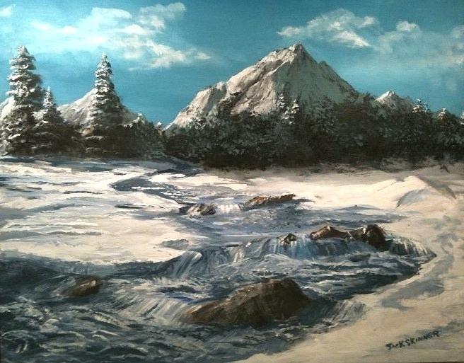 Winter Painting - Winter Mountain Stream by Jack Skinner