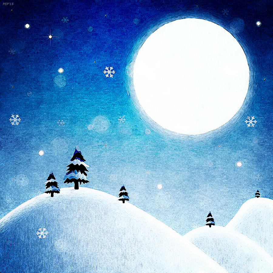 Winter Mountains Moonlight Digital Art by Phil Perkins