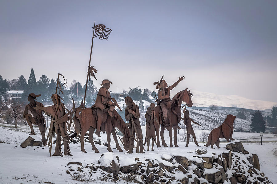 Winter Native American Sculpture Photograph by Brad Stinson