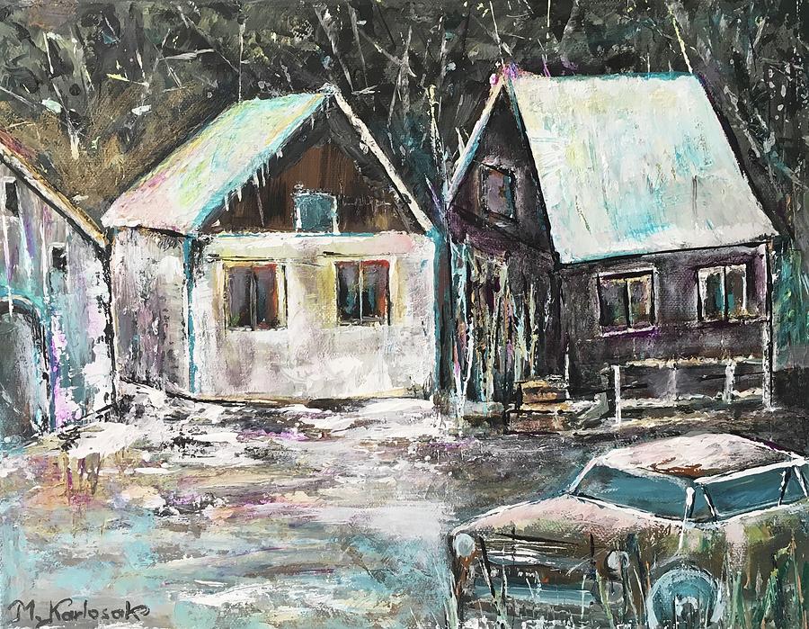 Winter night  Painting by Maria Karlosak