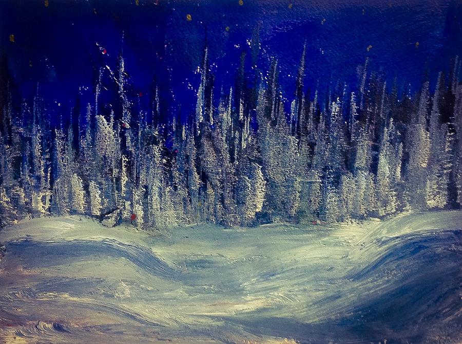 Winter Night Snow Scene No.4 Painting by Desmond Raymond