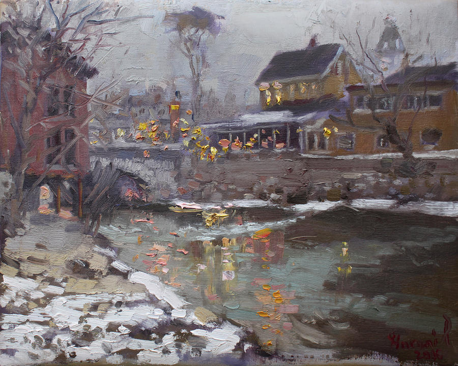 Buffalo Painting - Winter Nocturne in Williamsville by Ylli Haruni