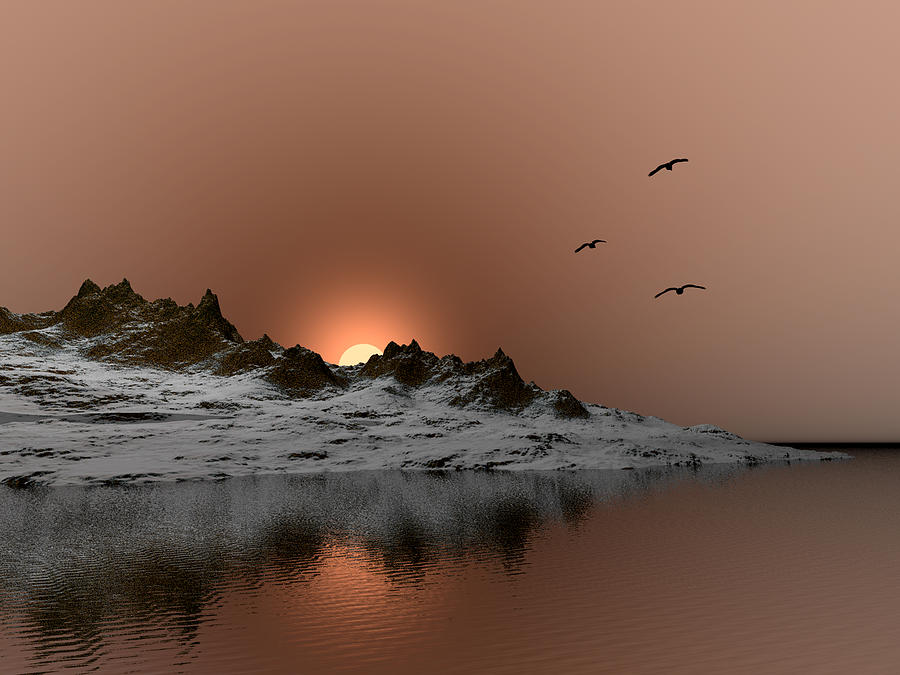 winter Ocean Scene Digital Art by John Junek