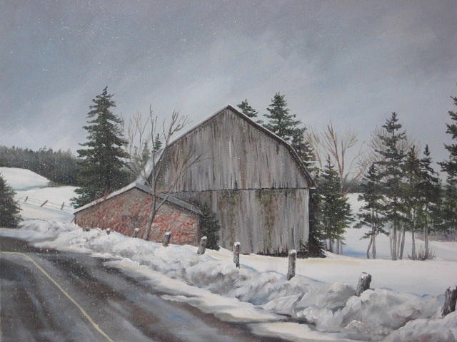Winter Painting - Winter on the farm by May Moore