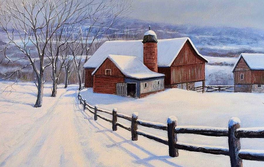 Mountain Painting - Winter On The Farm by William Ravell