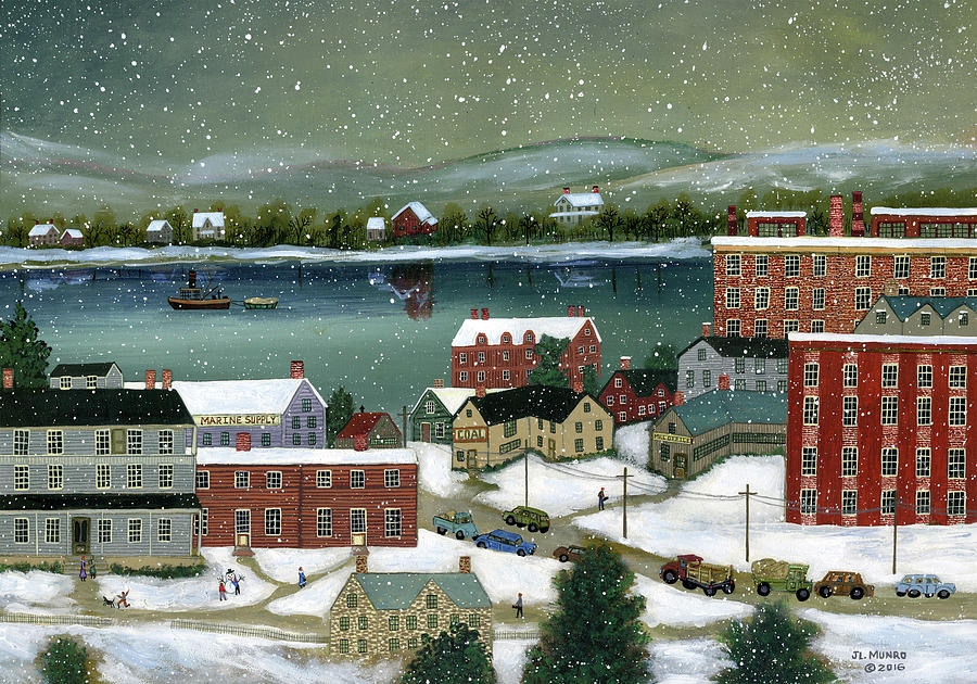 Car Painting - Winter on the Hudson River by Janet Munro