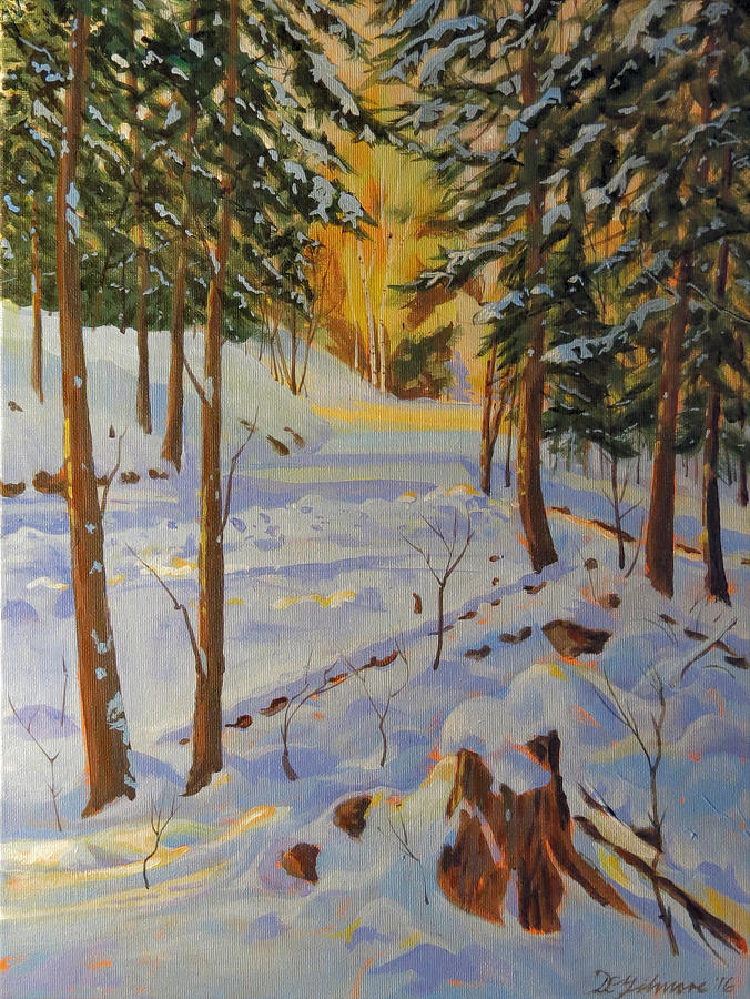 Winter on the Lane Painting by David Gilmore