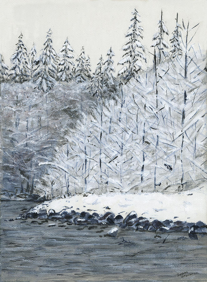 Winter On The River Painting