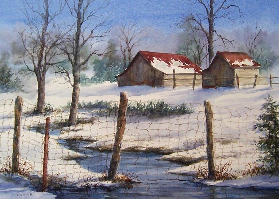 Winter Out Buildings Painting by Virginia Potter - Fine Art America