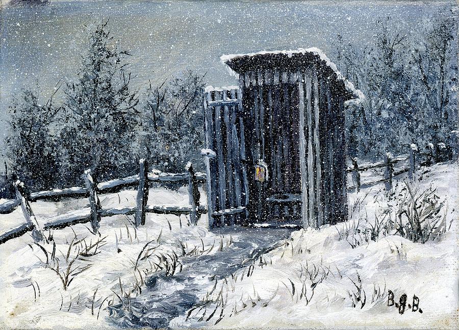 Winter Outhouse #2 Painting by B J Blair