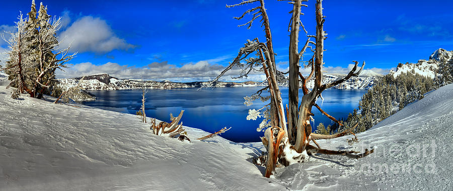 Winter Panorama At Crater Lake Photograph by Adam Jewell