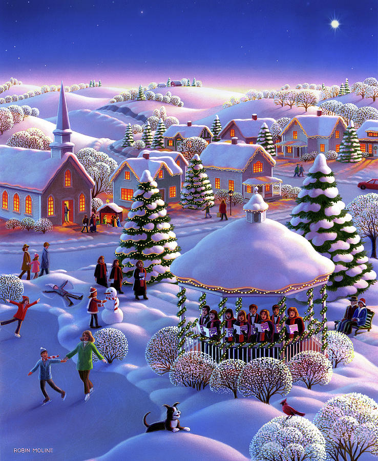 Christmas Town Painting - Winter Park  by Robin Moline