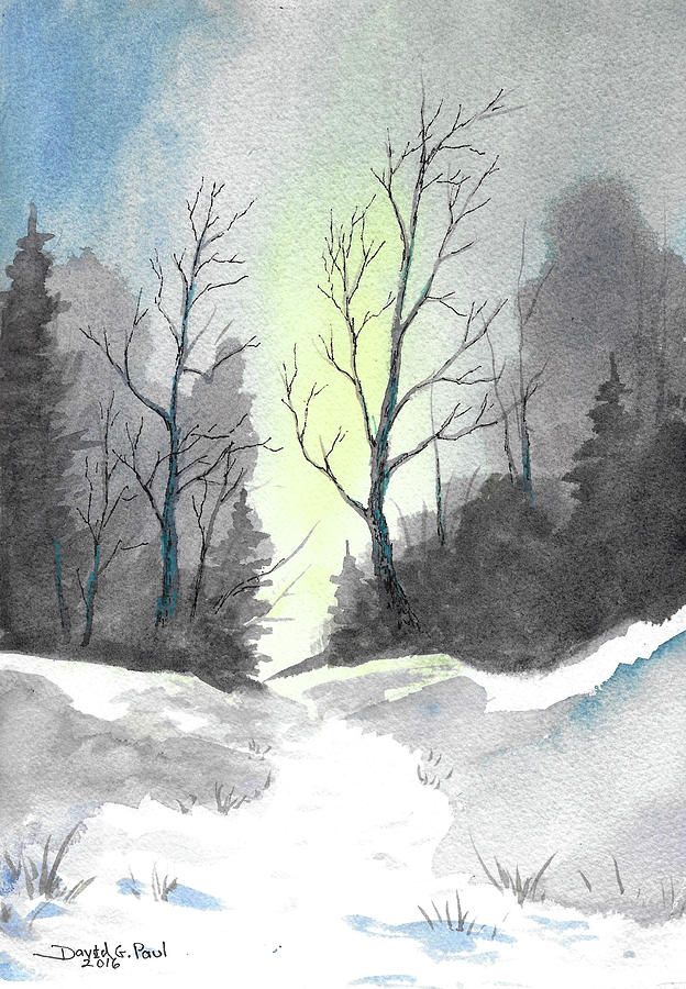 Winter Path Painting by David G Paul