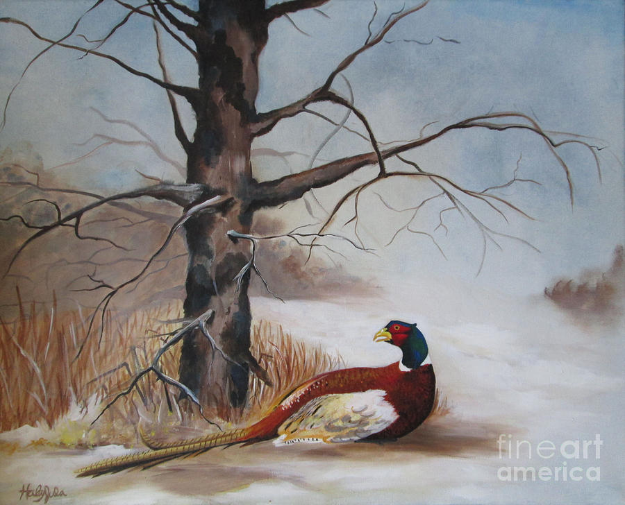 Pheasant Painting - Winter Pheasant by Haley Jula