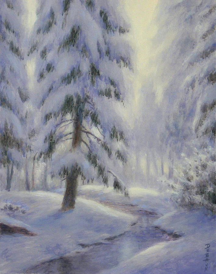 Winter Pines Painting By Barry DeBaun   Fine Art America