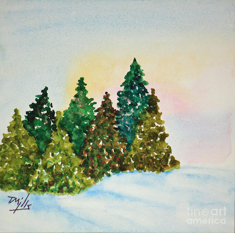 Winter Pines Painting by Terri Mills