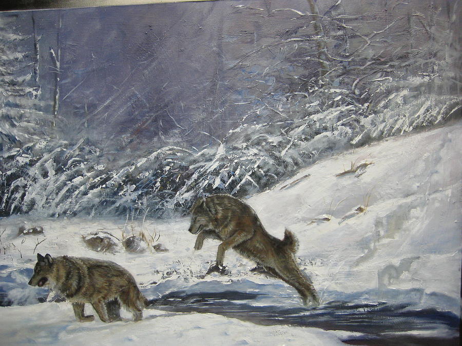 Winter Painting - Winter Play by Todd  Gates