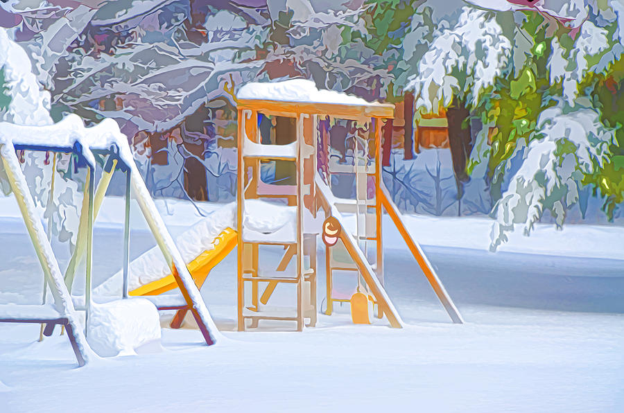 Winter playground 4 Painting by Jeelan Clark