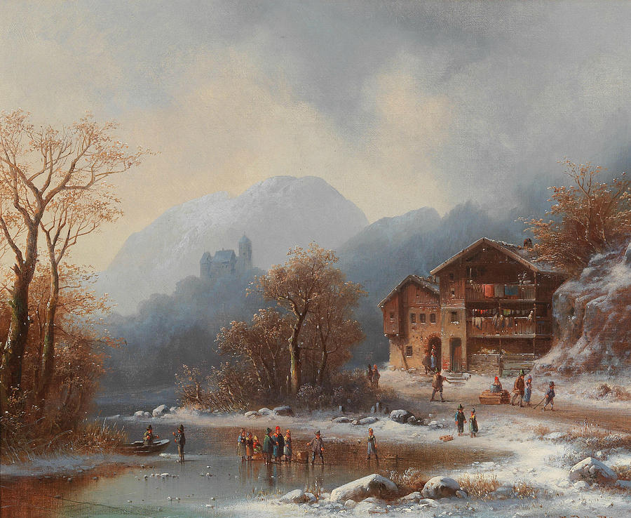 Winter pleasure Painting by Anton Doll