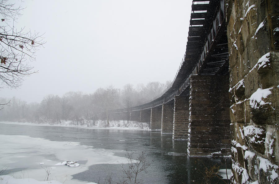 Winter Photograph - Winter - Railroad Bridge in East Falls by Bill Cannon