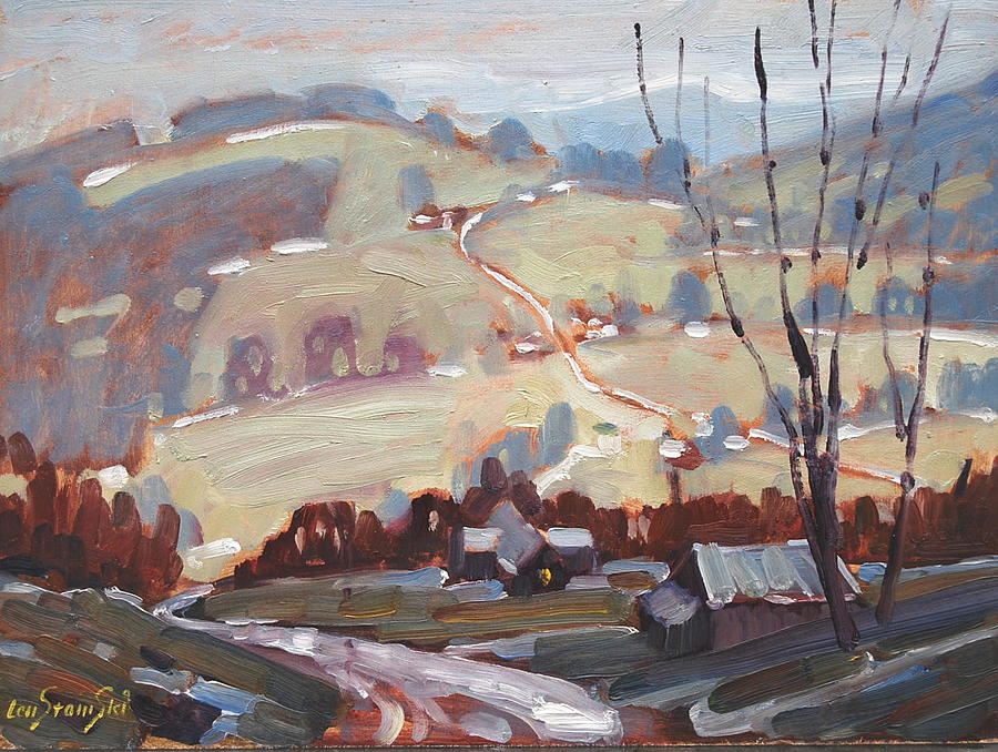 Winter Rain study Painting by Len Stomski