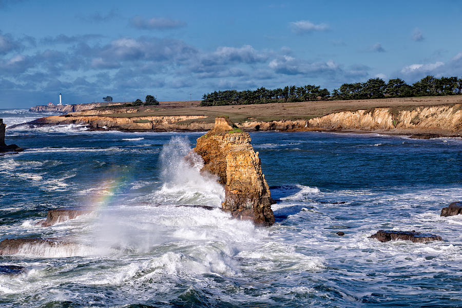 Winter Rainbows In The Surf Photograph