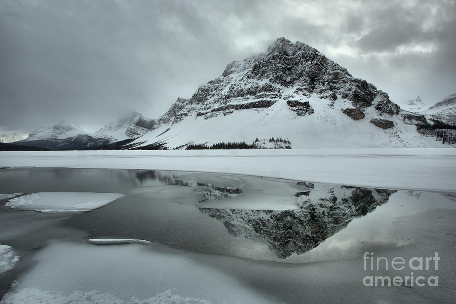 Winter Reflections In Bow Lake Photograph by Adam Jewell