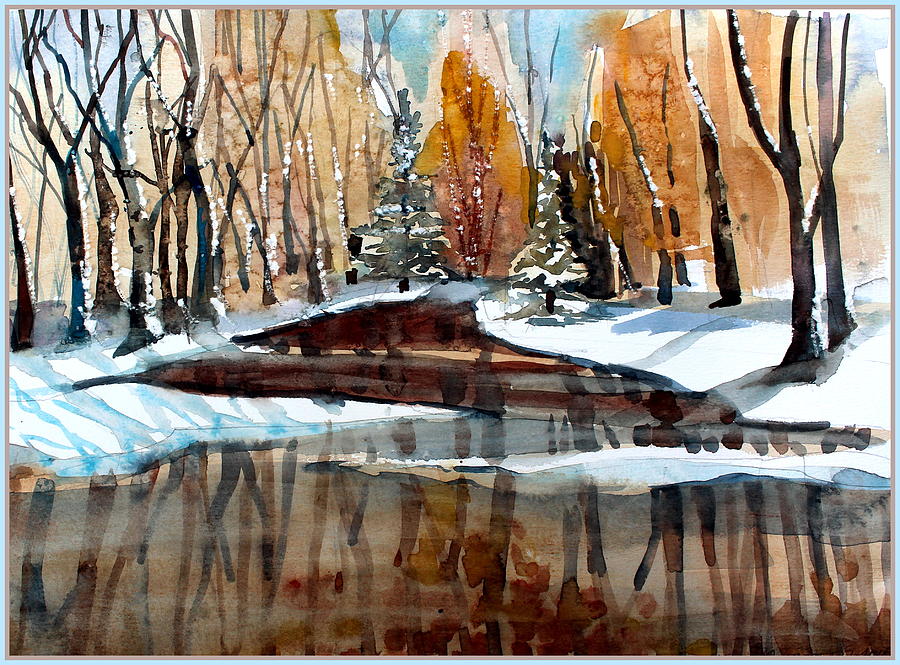 Winter Reflections Painting by Mindy Newman