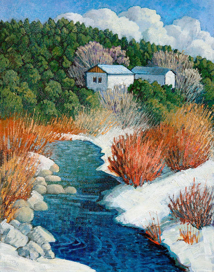 Winter River Painting by Donna Clair