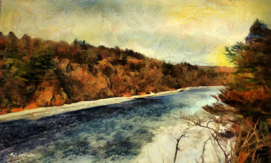 Winter River Painting by RC DeWinter
